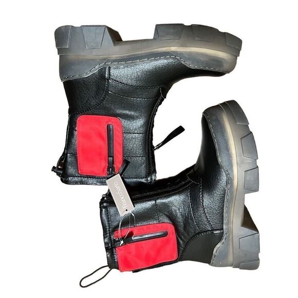 NWT Franco Sarto Womens Black Red L-Galaxy Waterproof Winter Snow Boots Size 8.5 - Picture 1 of 8